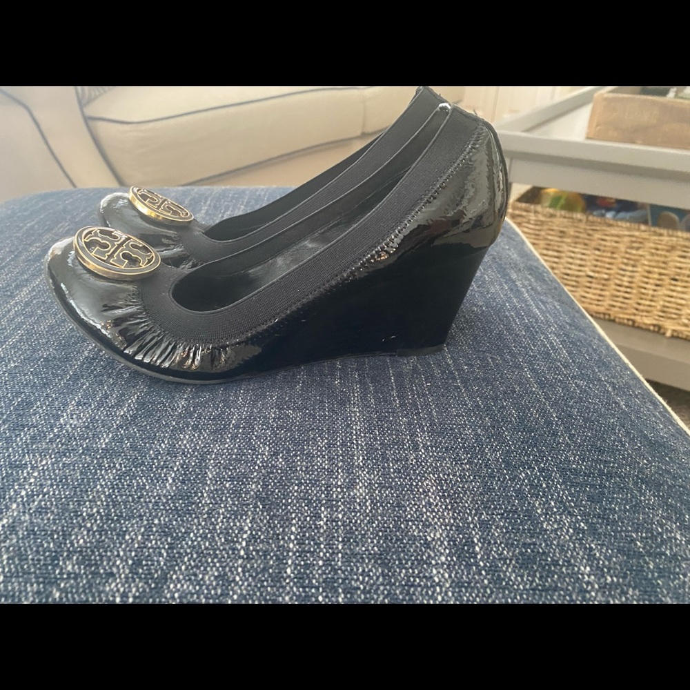 Size 38 Tory Burch Black Patent Wedge